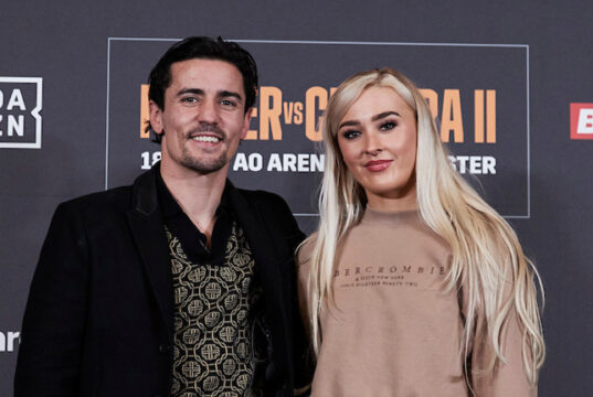Rhiannon Dixon alongside trainer Anthony Crolla Photo Credit: Mark Robinson/Matchroom Boxing