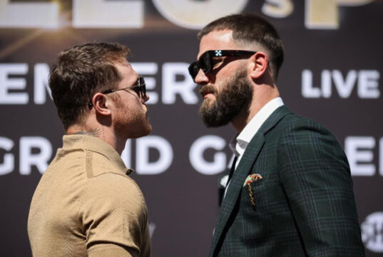 Canelo Alvarez takes on Caleb Plant for the undisputed super middleweight championship in Las Vegas on Saturday night Photo Credit: Amanda Westcott/SHOWTIME