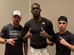 Hasan Al-saigh (R) alongside Richard Riakporhe (C) & Angel Fernandez (L) Photo Credit: @hasan.a_1 Instagram