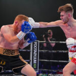 Ethan ‘Jammy’ James won all eight rounds of his super lightweight contest with Stu Greener.  Photo Credit: Frank Warren (Twitter)