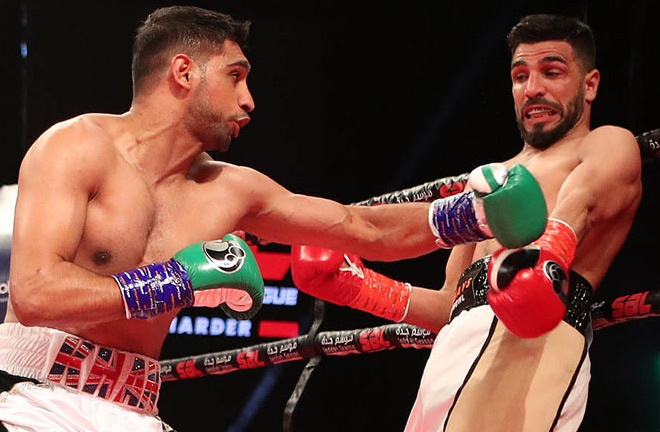 Khan defeated Billy Dib in July 2020. Photo: David Pinegar/Maynard Comms