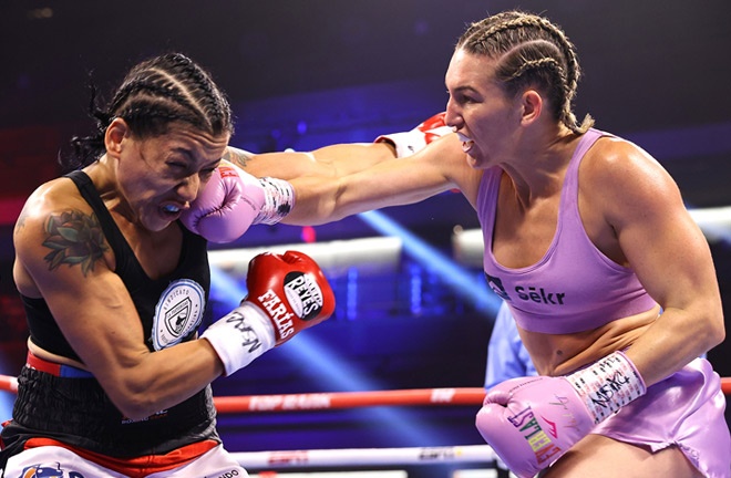 Mayer on route to defending her title against Erica Anabella Farias in June Photo Credit: Mikey Williams/Top Rank via Getty Images
