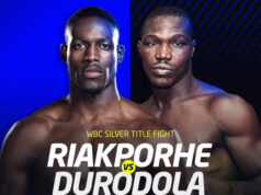 Richard Riakporhe competes for the WBC Silver cruiserweight title against Olanrewaju Durodola on Saturday