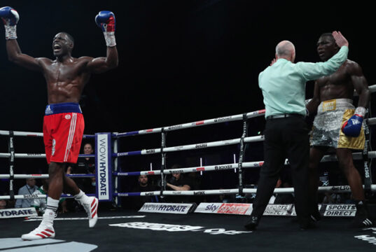 Richard Riakporhe halted Olanrewaju Durodola in five rounds to win the WBC Silver cruiserweight title on Saturday night Photo Credit: Lawrence Lustig/BOXXER