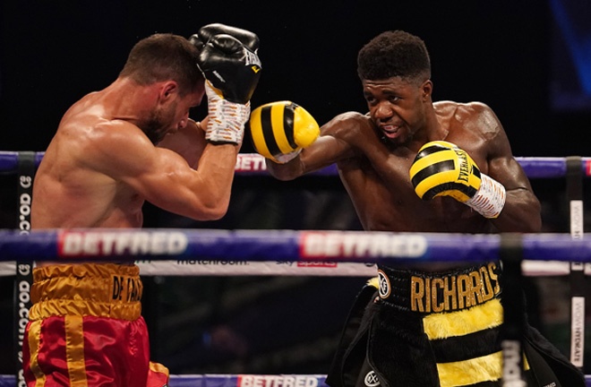 Richards dominated Giovanni De Carolis in May to win the European super middleweight title Photo: Dave Thompson/Matchroom Boxing