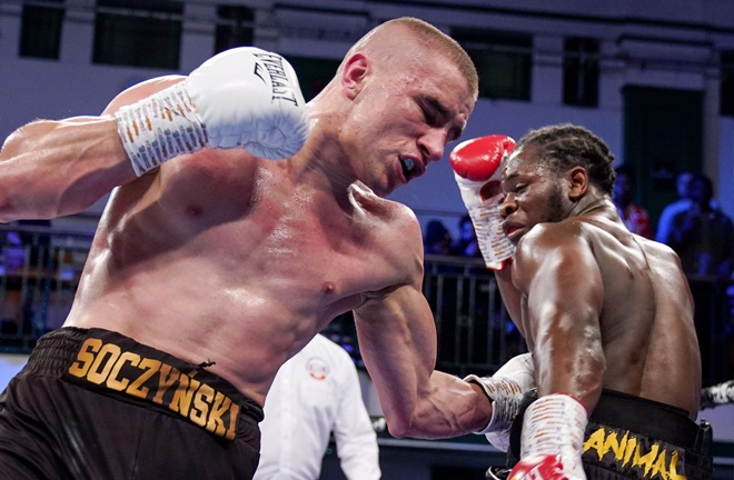 High Praise on the night for Aloys Junior as the 18-year-old took the fight on just 24 hours notice and put in a hell of a performance and came up short against Michal Soczynski of Poland. Photo Credit: BT Sport Twitter