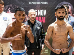 Muhammad Waseem (r) and Rober Barrera (l) clash in the main event in Dubai on Friday night Photo Credit: D4G Promotions