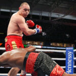 Zhilei Zhang was held to a draw against Jerry Forrest in February despite three knockdowns Photo Credit: Ed Mulholland/Matchroom
