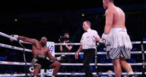 Joseph Parker dropped Derek Chisora three times at the Manchester Arena on the way to a unanimous points win. Photo Credit: Matchroom Boxing