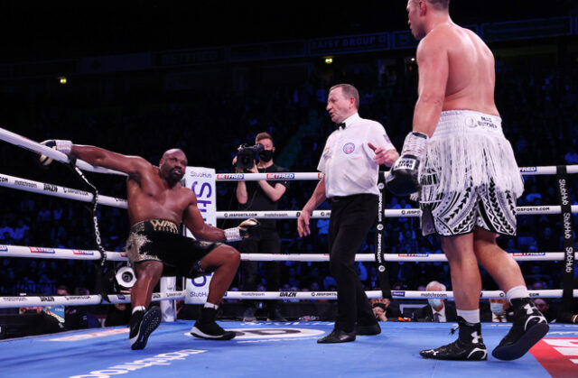 Joseph Parker dropped Derek Chisora three times at the Manchester Arena on the way to a unanimous points win. Photo Credit: Matchroom Boxing