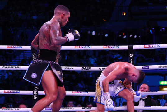 Conor Benn impressed with a spectacular knock out off Chris Algieri in the fourth round to defend his WBA Continental welterweight title. Photo Credit: Matchroom Boxing