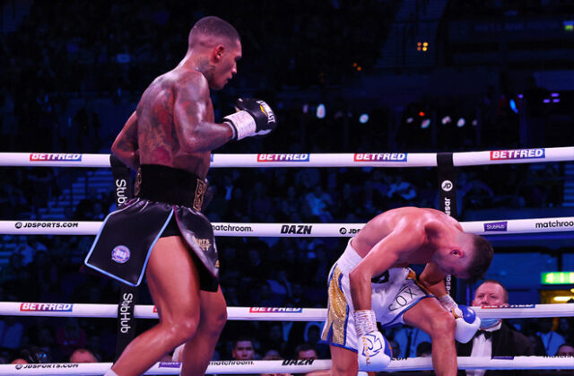 Conor Benn impressed with a spectacular knock out off Chris Algieri in the fourth round to defend his WBA Continental welterweight title. Photo Credit: Matchroom Boxing