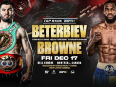 Artur Beterbiev clashes with Marcus Browne in a light heavyweight world title showdown in Montreal on Friday night