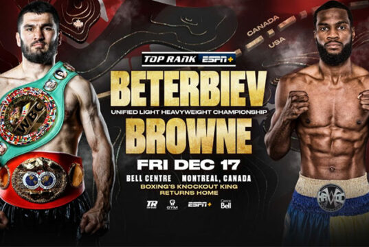 Artur Beterbiev clashes with Marcus Browne in a light heavyweight world title showdown in Montreal on Friday night