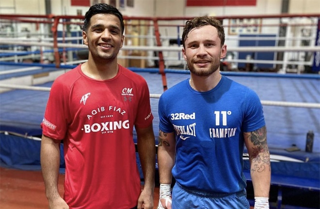 Fiaz shared the ring with former two-weight world champion, Carl Frampton Photo Credit: @aqib_fiaz Instagram