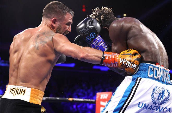 Lomachenko dominated Commey throughout the twelve rounds Photo Credit: Mikey Williams / Top Rank via Getty Images