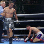 Isaac Lowe was dropped three times in seven rounds by Luis Alberto Lopez. Photo Credit: MTK Global (Twitter).