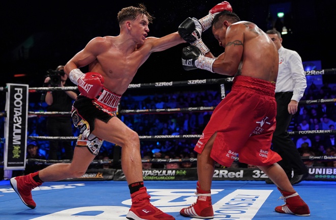 Dennis McCann continues to impress. The Menace got an 80-72 points decision over Juan Jose Jurado last night at the Copper Box Arena. Photo Credit: Frank Warren/Queensberry Promotions.