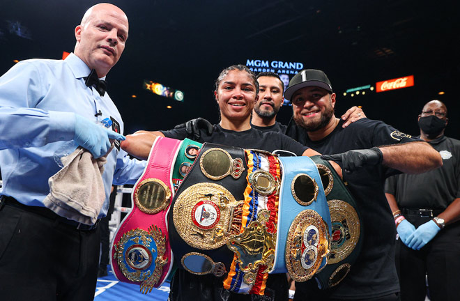 Jessica McCaskill successfully defended her undisputed welterweight championship Photo Credit: Ed Mulholland/Matchroom