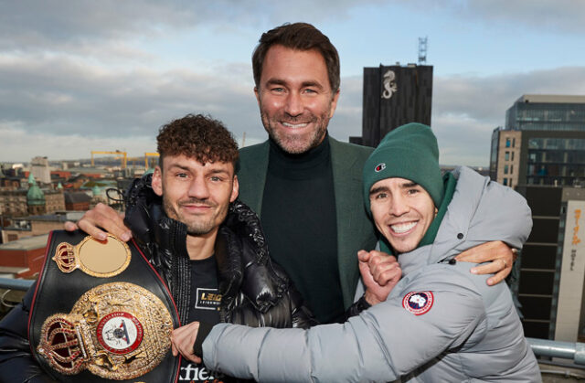 Michael Conlan looks to rip away the WBA featherweight title from Leigh Wood on March 12 in Nottingham Photo Credit: Mark Robinson/Matchroom Boxing