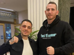 Demsey McKean (r) alongside George Kambosos Jr (l) who is looking to defend his world titles in Australia Photo Credit: @demsey.mckean Instagram