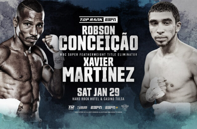 Robson Conceicao faces Xavier Martinez in a WBC super featherweight title eliminator in Tulsa on Saturday night Photo Credit: Top Rank