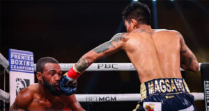 Mark Magsayo ended Gary Russell Jr's 7 yer reign as featherweight champion last night in New Jersey. Photo Credit: Showtime Boxing (Twitter).