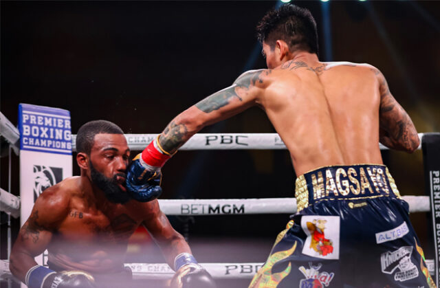 Mark Magsayo ended Gary Russell Jr's 7 yer reign as featherweight champion last night in New Jersey. Photo Credit: Showtime Boxing (Twitter).