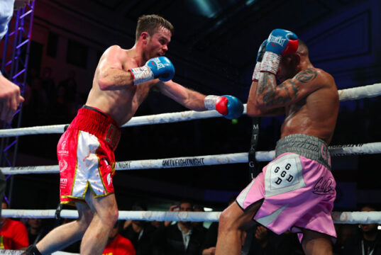 A brilliant performance put in at York Hall last night from the undefeated middleweight star Danny Dignum against Grant Dennis. Photo Credit: MTK Global (Twitter).