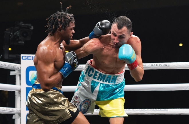 Gary Antuanne Russell kept his unbeaten record and knockout streak going, as he stopped former world champion Viktor Postol in the 10th round. Photo Credit: Premier Boxing Champions.