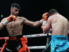 Adam Azim made it three unbeaten with a third round stoppage win over Jordan Ellison on Saturday night Photo Credit: Lawrence Lustig / BOXXER