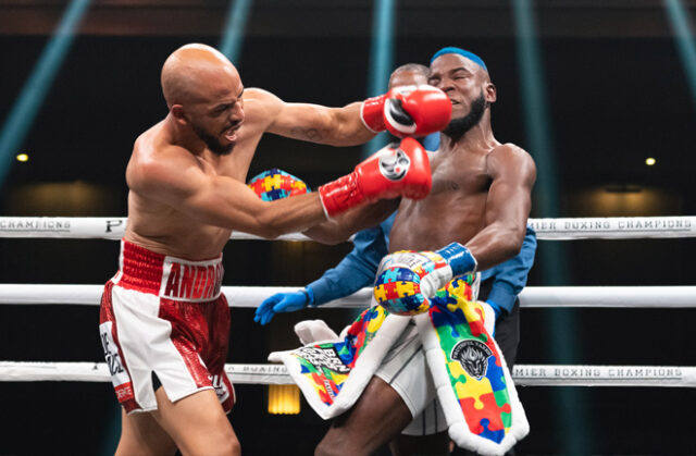 Hector Garcia shocked Chris Colbert in their WBA featherweight title eliminator winning on points. Photo Credit: Premier Boxing Champions.