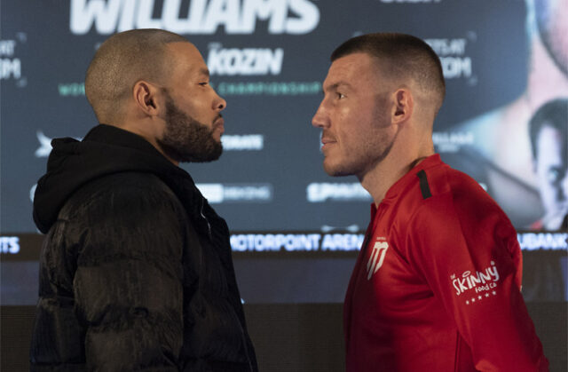 Chris Eubank Jr and Liam Williams came face-to-face at Thursday's press conference Photo Credit: Lawrence Lustig / Boxxer Chris Eubank Jr and Liam Williams came face-to-face at Thursday's press conference Photo Credit: Lawrence Lustig / Boxxer