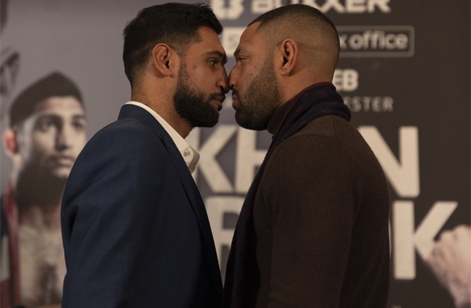 Khan and Brook clashed at the first press conference Photo Credit: BOXXER/Lawrence Lustig