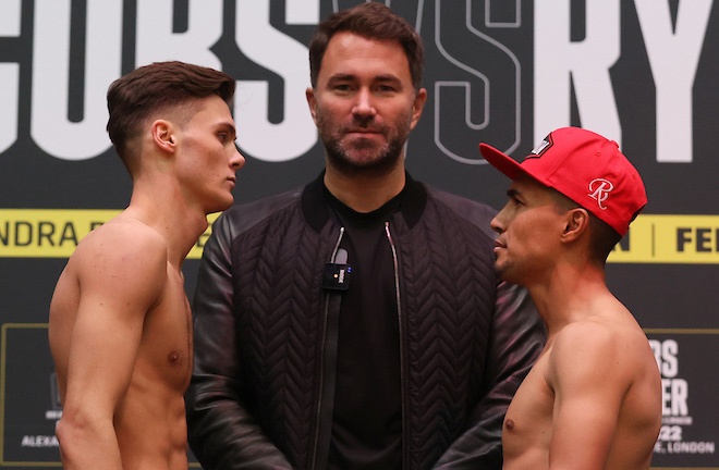 Price came face-to-face with Roman at Friday's weigh-in Photo Credit: Mark Robinson/Matchroom Boxing