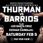 Keith Thurman clashes with Mario Barrios in Las Vegas on Saturday night Photo Credit: Premier Boxing Champions