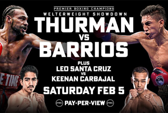 Keith Thurman clashes with Mario Barrios in Las Vegas on Saturday night Photo Credit: Premier Boxing Champions
