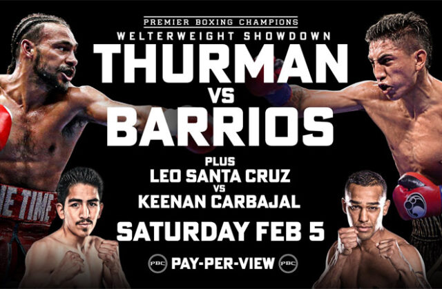 Keith Thurman clashes with Mario Barrios in Las Vegas on Saturday night Photo Credit: Premier Boxing Champions