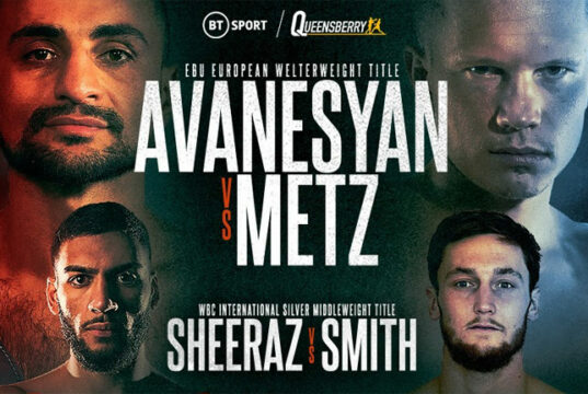 David Avanesyan defends his European welterweight title against Oskari Metz, whilst Hamzah Sheeraz faces Jez Smith in Wembley on Saturday night Photo Credit: Queensberry Promotions