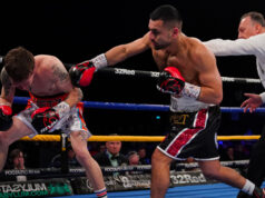 European welterweight champion David Avanesyan made an emphatic statement in a stunning fifth defence of his EBU belt over Oskari Metz at the OVO Arena, Wembley. Photo Credit: Queensberry Promotions/Frank Warren/Stephen Dunkley.