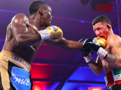 Former junior lightweight title holder Miguel Berchelt moves up in weight and suffers second stoppage loss in a row this time at the hands of Jeremiah Nakathila. Photo Credit: Top Rank Boxing.
