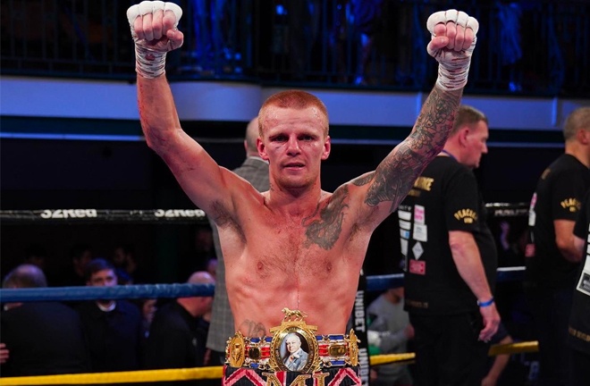 Marc Leach with The British Super-Bantanweight Title.  Photo Credit: Queensberry Promotions / Frank Warren / Stephen Dunkley.
