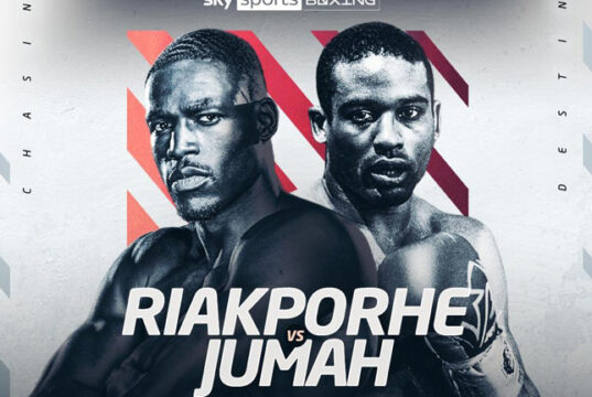 Richard Riakporhe and Deion Jumah meet at the SSE Arena on Saturday night Photo Credit: BOXXER