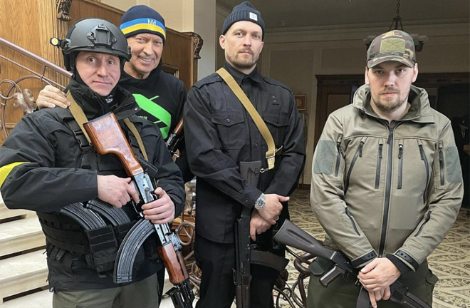 Usyk has joined the Ukrainian military to defend his country against Russia Photo Credit: @andrii_nebytov Instagram