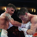 Leigh Wood spectacularly knocked out Michael Conlan in the final round of their world title clash in Nottingham on Saturday night Photo Credit: Mark Robinson/Matchroom Boxing