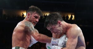 Leigh Wood spectacularly knocked out Michael Conlan in the final round of their world title clash in Nottingham on Saturday night Photo Credit: Mark Robinson/Matchroom Boxing