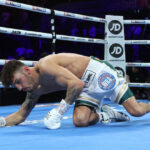 Wood was dropped in the opening round from a huge left hand from Conlan Photo Credit:  Mark Robinson/Matchroom Boxing