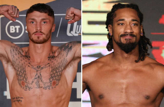 Zach Parker clashes with Demetrius Andrade at Derby on May 21.  Photo: Queensberry Promotions/Ed Mulholland/Matchroom