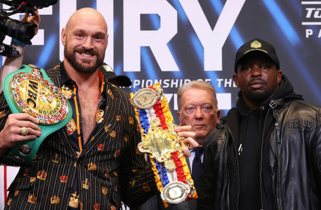 Tyson Fury defends his WBC heavyweight title against Dillian Whyte at Wembley on Saturday Photo Credit: Mikey Williams/Top Rank via Getty Images