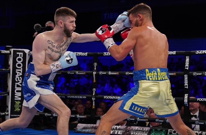 Cunningham dropped Le Couviour three times on route to a sixth round stoppage win Photo Credit: Queensberry Promotions